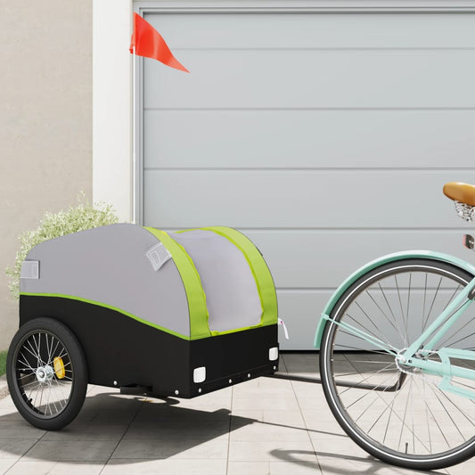 vidaXL Bike Trailer Black and Green 45 kg Iron