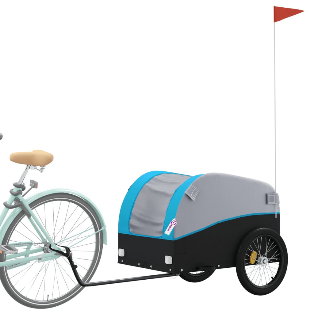 vidaXL Bike Trailer Black and Blue 45 kg Iron