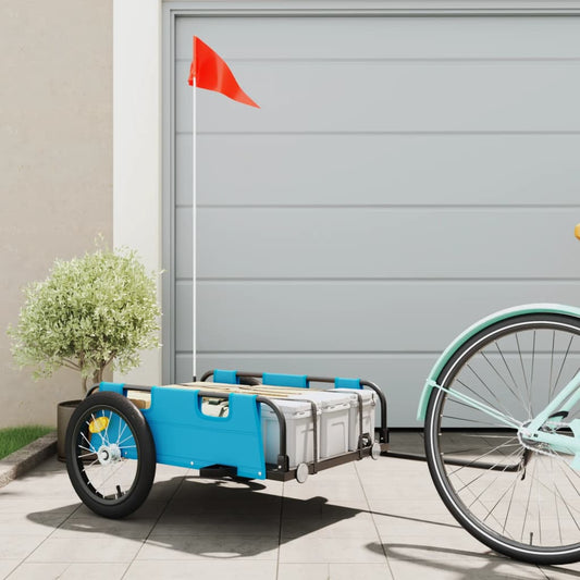 vidaXL Bike Trailer Blue Oxford Fabric and Iron