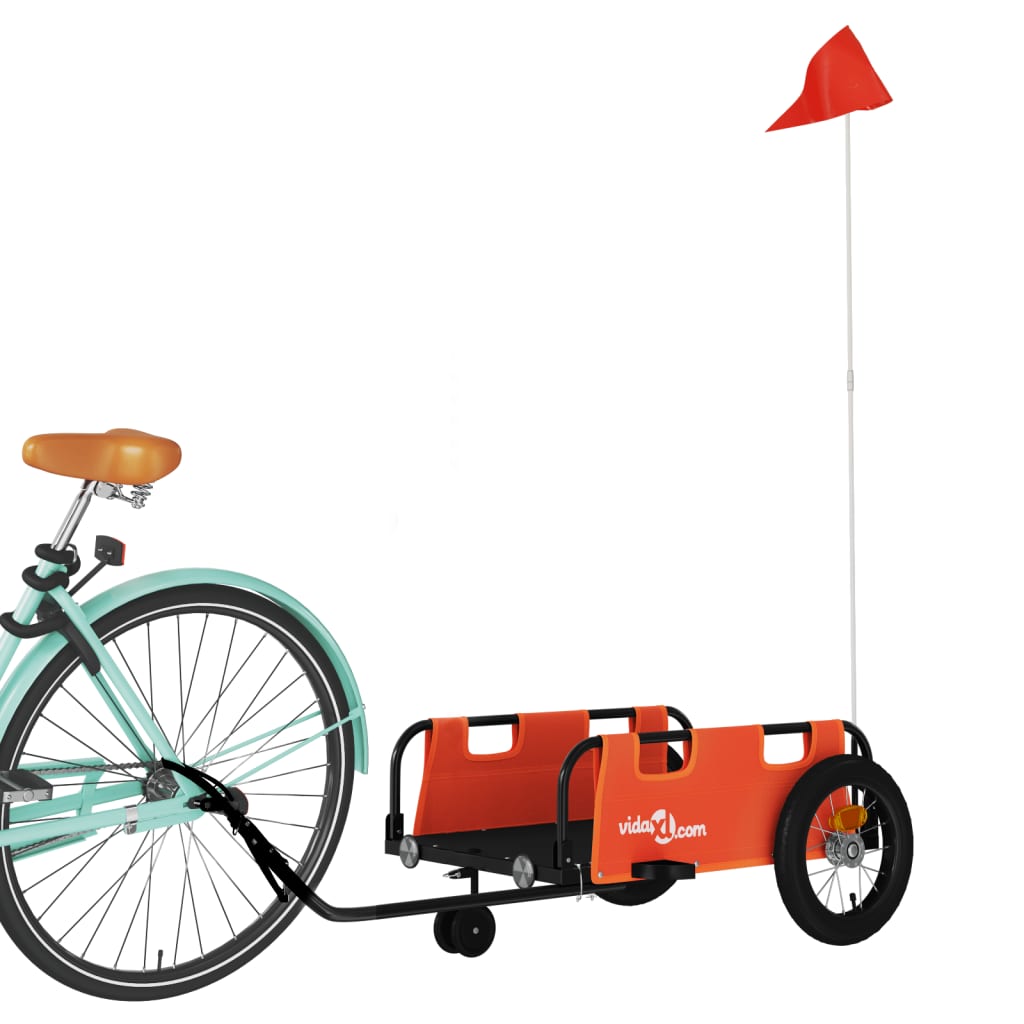 vidaXL Bike Trailer Orange Oxford Fabric and Iron