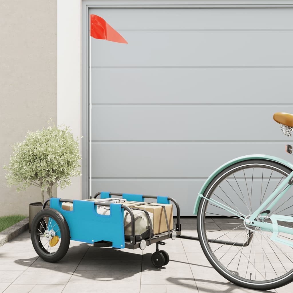 vidaXL Bike Trailer Blue Oxford Fabric and Iron