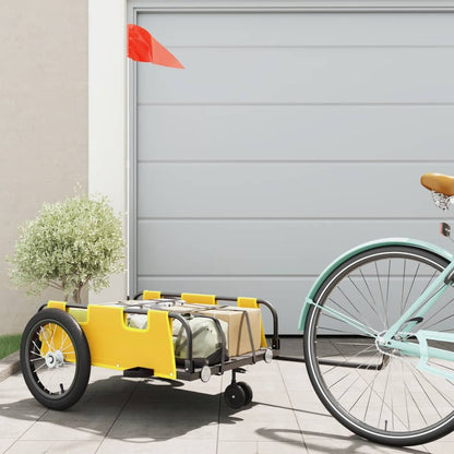 vidaXL Bike Trailer Yellow Oxford Fabric and Iron