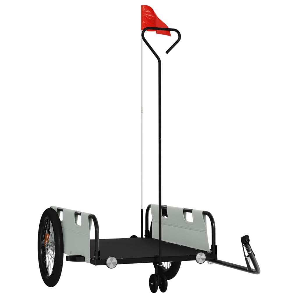 vidaXL Bike Trailer Grey and Black Oxford Fabric and Iron