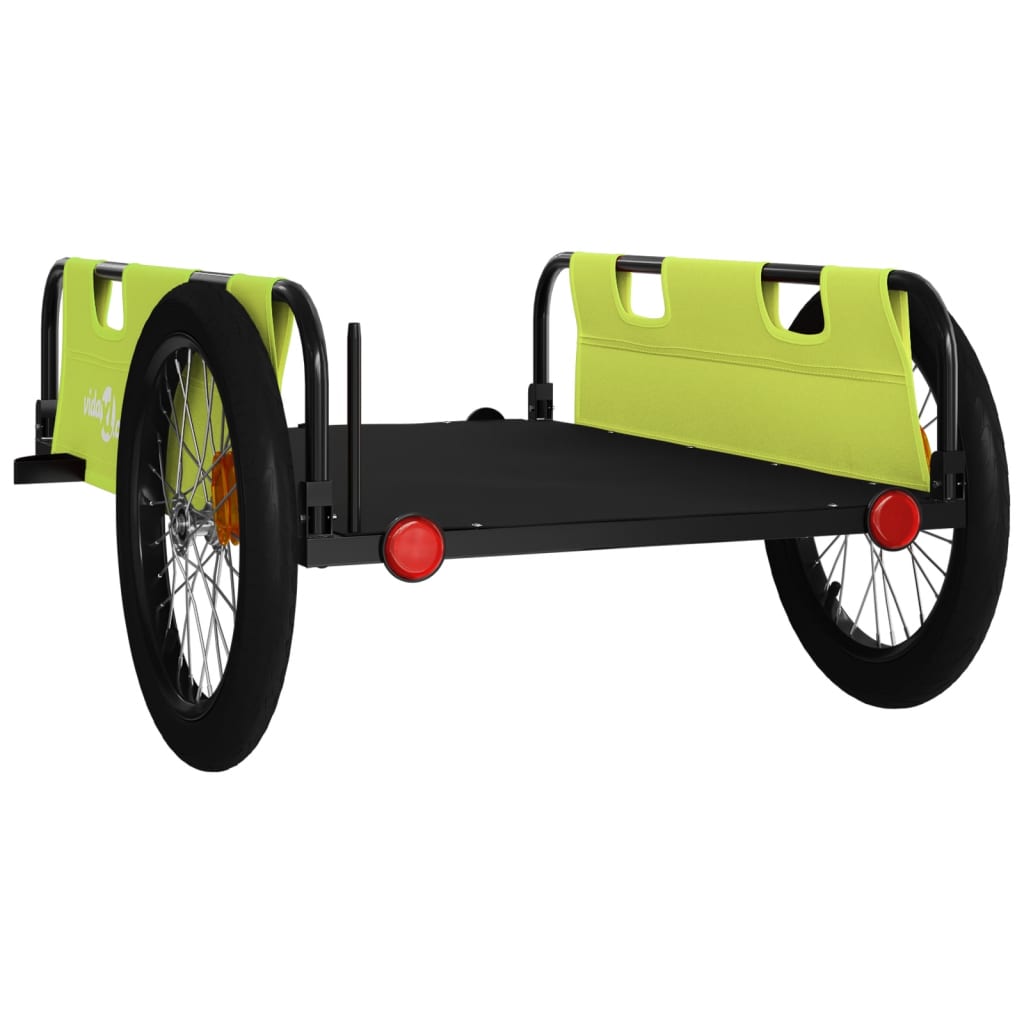 vidaXL Bike Trailer Green and Black Oxford Fabric and Iron