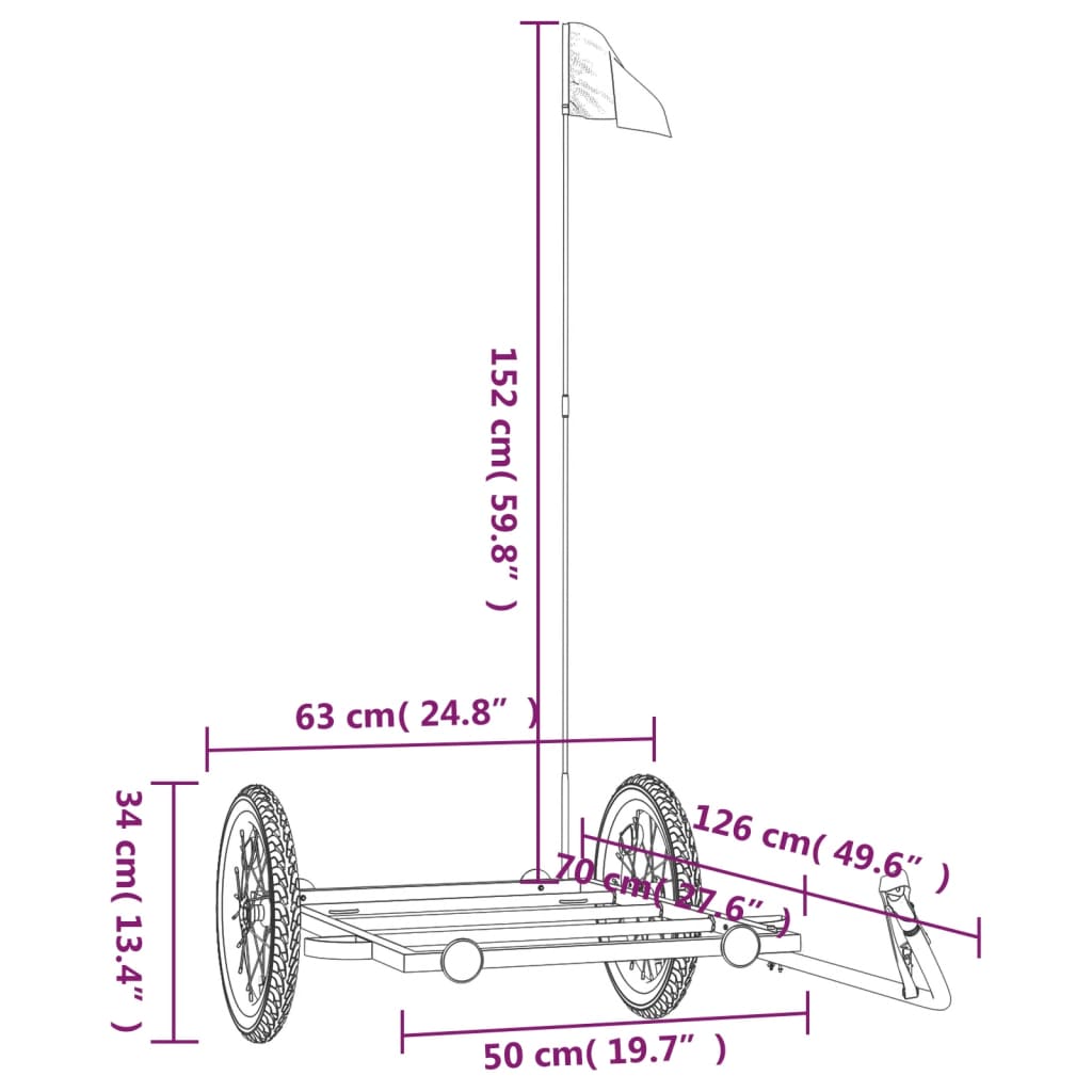 vidaXL Bike Trailer Black 126x63x34 cm Iron