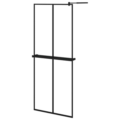 vidaXL Walk-in Shower Wall with Shelf Black 80x195 cm