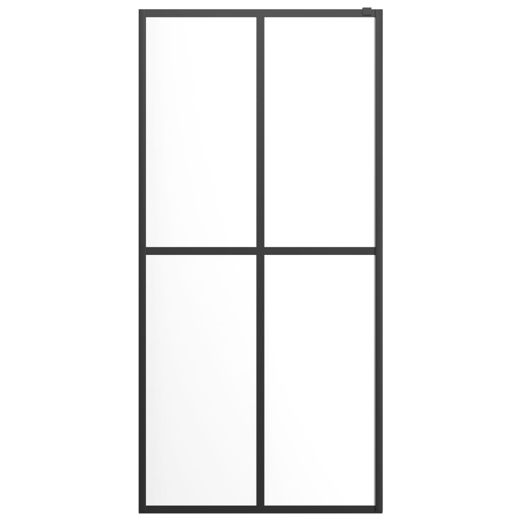 vidaXL Walk-in Shower Wall with Shelf Black 80x195 cm