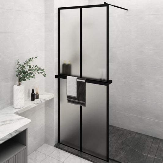 vidaXL Walk-in Shower Wall with Shelf Black 80x195 cm