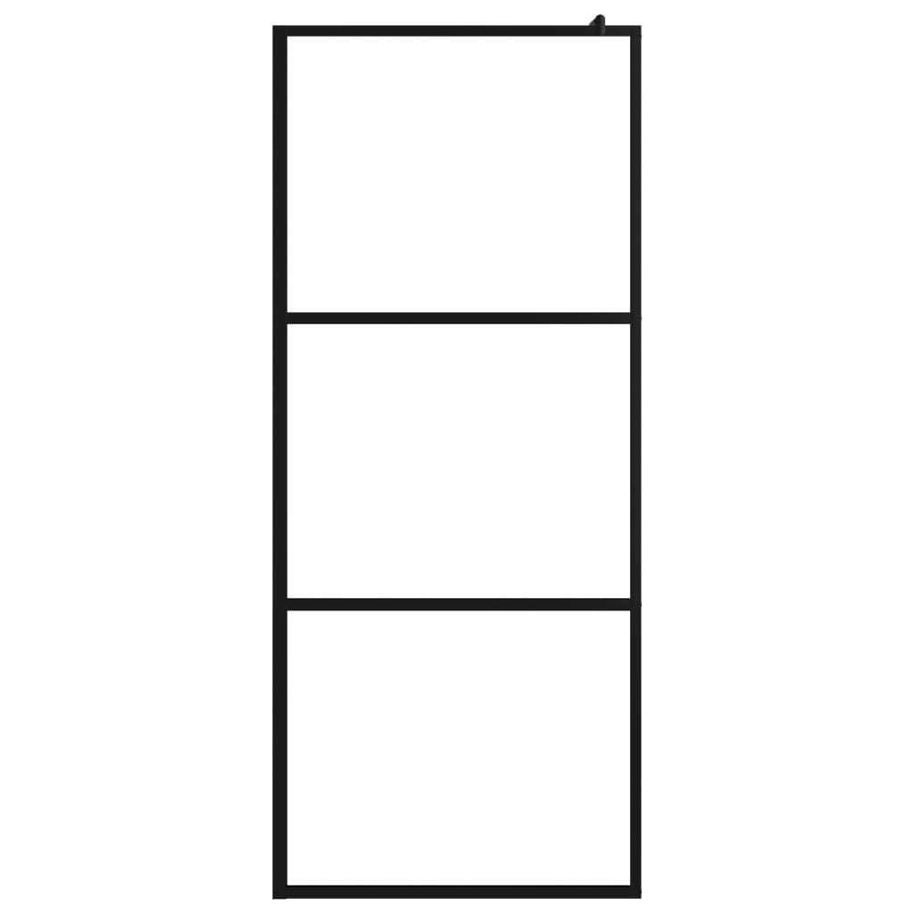 vidaXL Walk-in Shower Wall with Shelf Black 80x195 cm ESG Glass&Aluminium