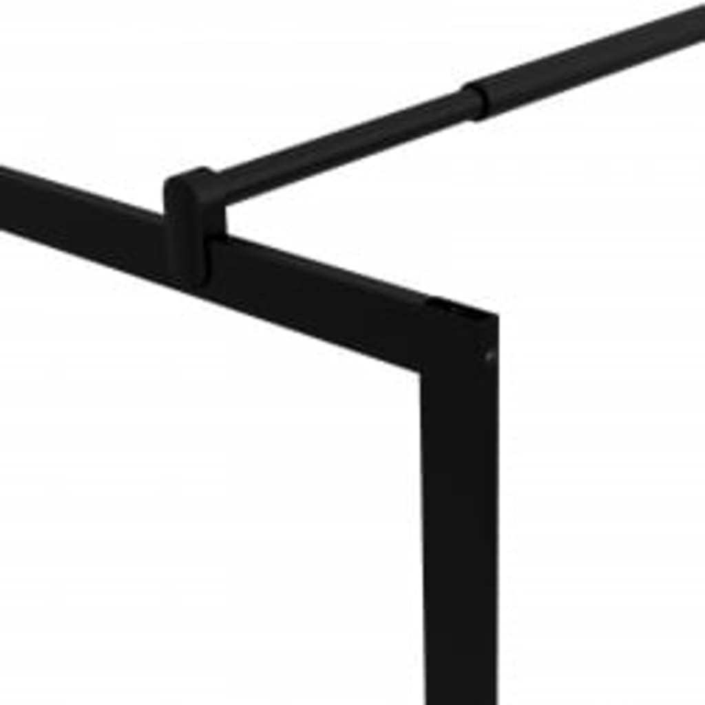 vidaXL Walk-in Shower Wall with Shelf Black 80x195 cm ESG Glass&Aluminium