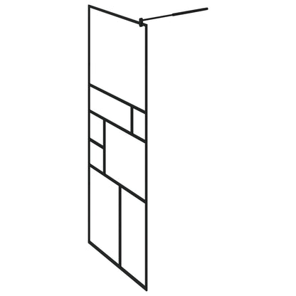 vidaXL Walk-in Shower Wall with Shelf Black 80x195 cm ESG Glass&Aluminium