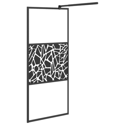 vidaXL Walk-in Shower Wall with Shelf Black 80x195cm ESG Glass&Aluminium