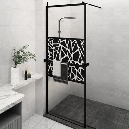 vidaXL Walk-in Shower Wall with Shelf Black 80x195cm ESG Glass&Aluminium