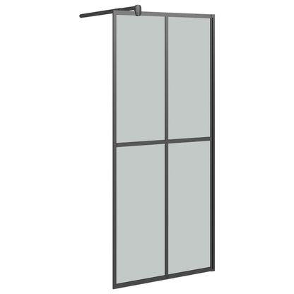 vidaXL Walk-in Shower Wall with Shelf Black 80x195cm ESG Glass&Aluminium
