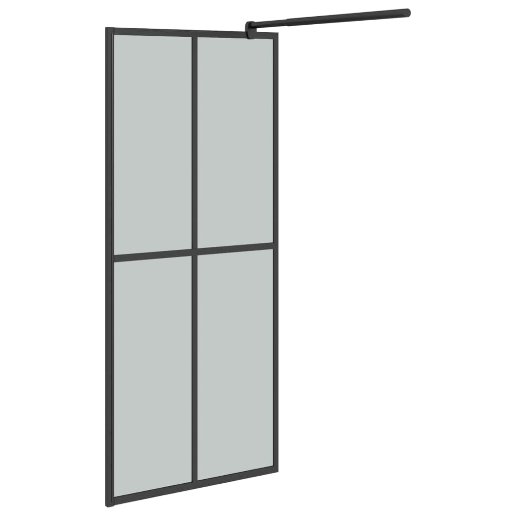 vidaXL Walk-in Shower Wall with Shelf Black 80x195cm ESG Glass&Aluminium