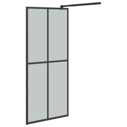 vidaXL Walk-in Shower Wall with Shelf Black 80x195cm ESG Glass&Aluminium