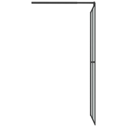 vidaXL Walk-in Shower Wall with Shelf Black 80x195cm ESG Glass&Aluminium