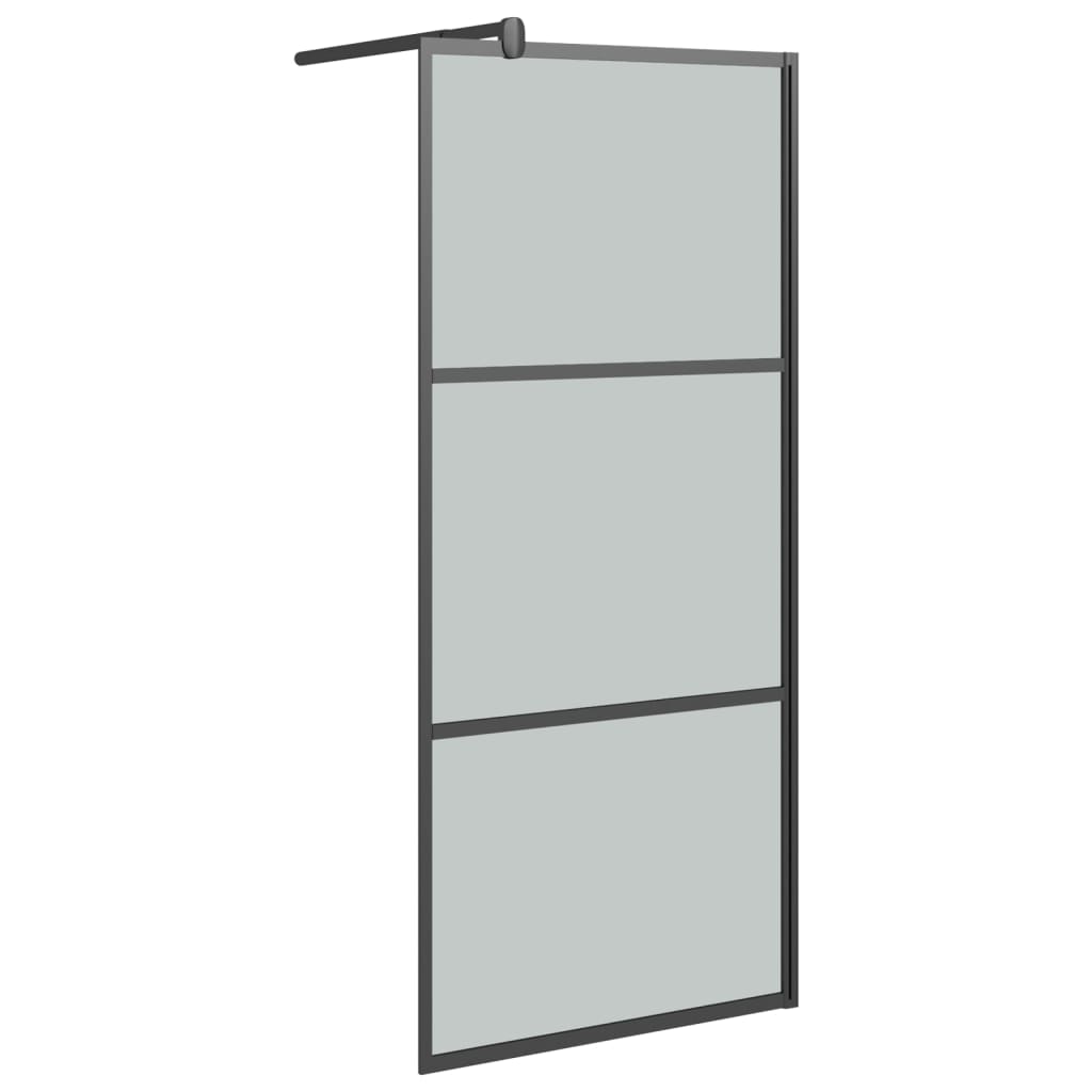 vidaXL Walk-in Shower Wall with Shelf Black 80x195cm ESG Glass&Aluminium