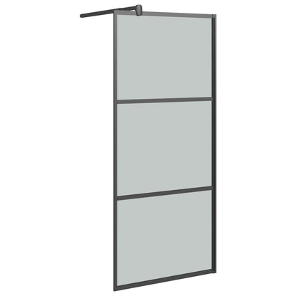 vidaXL Walk-in Shower Wall with Shelf Black 80x195cm ESG Glass&Aluminium