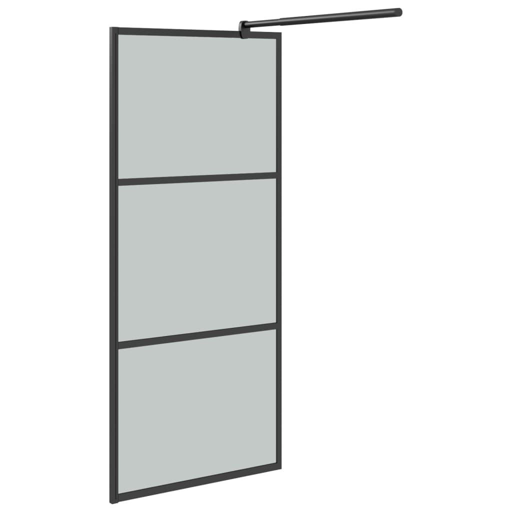 vidaXL Walk-in Shower Wall with Shelf Black 80x195cm ESG Glass&Aluminium