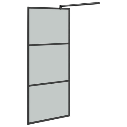 vidaXL Walk-in Shower Wall with Shelf Black 80x195cm ESG Glass&Aluminium
