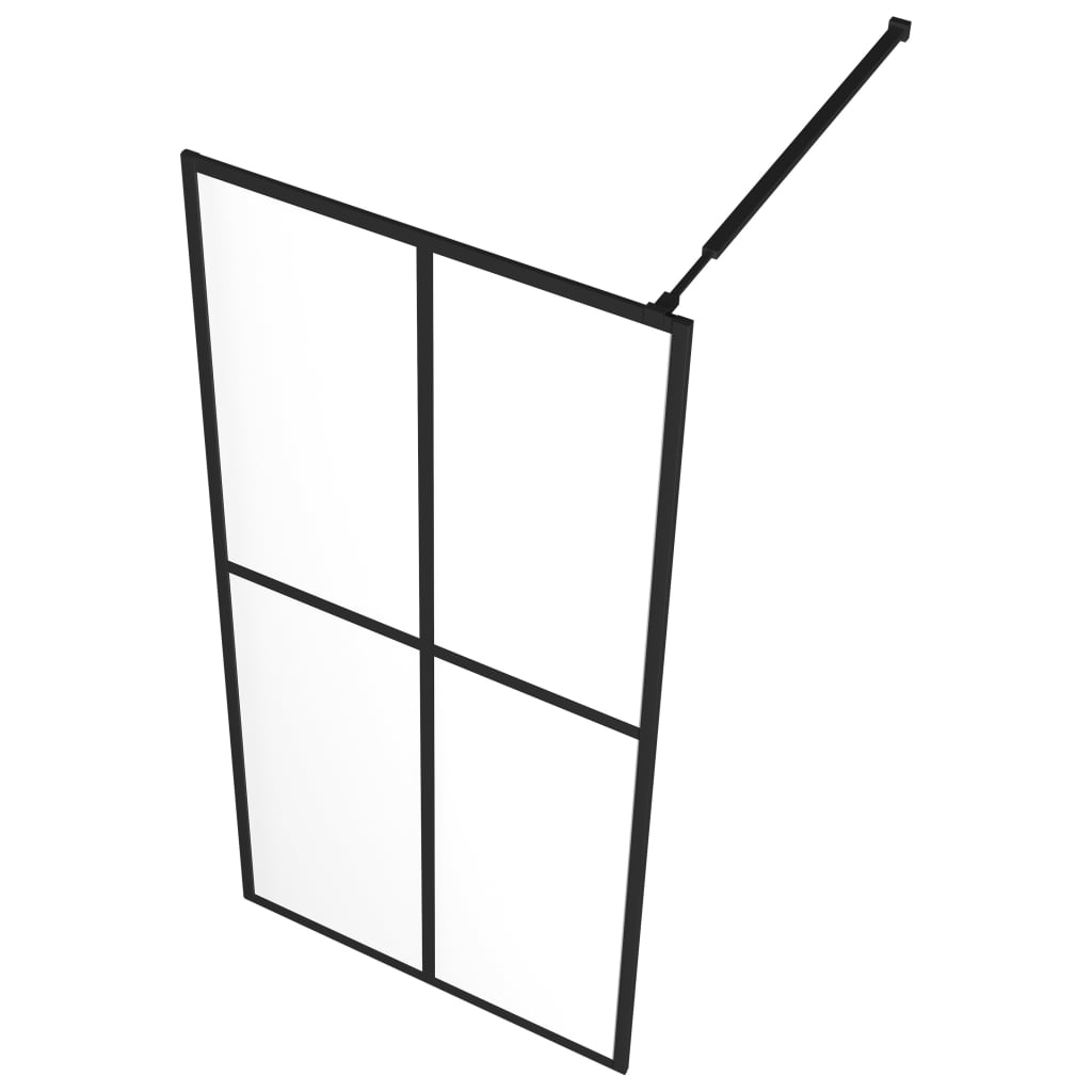vidaXL Walk-in Shower Wall with Shelf Black 90x195 cm