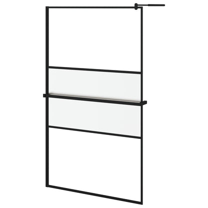 vidaXL Walk-in Shower Wall with Shelf Black 115x195 cm ESG Glass&Aluminium