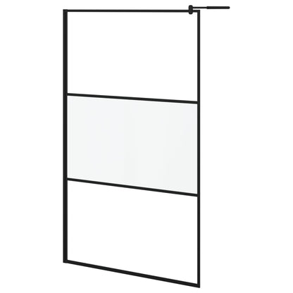 vidaXL Walk-in Shower Wall with Shelf Black 115x195 cm ESG Glass&Aluminium