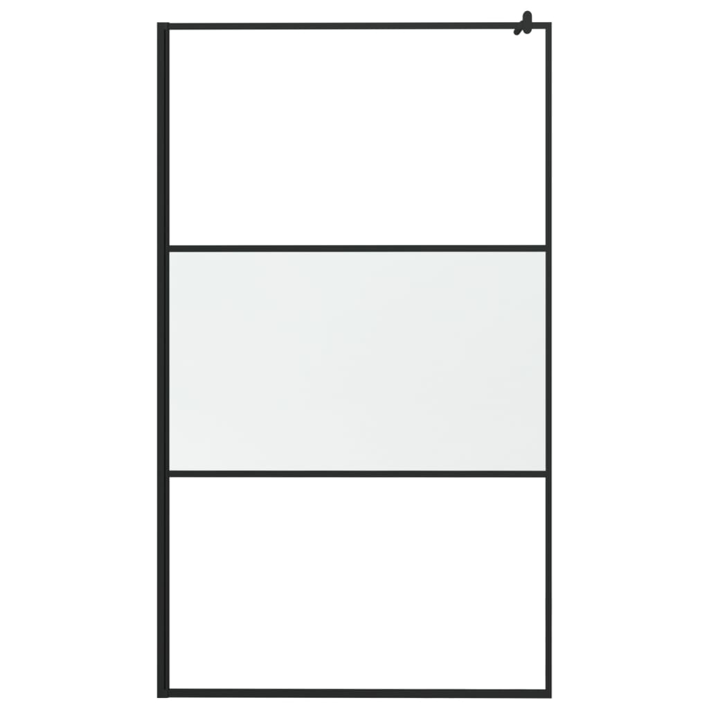vidaXL Walk-in Shower Wall with Shelf Black 115x195 cm ESG Glass&Aluminium