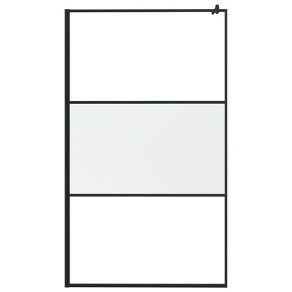 vidaXL Walk-in Shower Wall with Shelf Black 115x195 cm ESG Glass&Aluminium