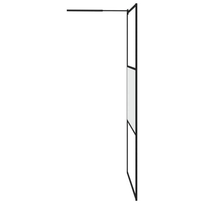vidaXL Walk-in Shower Wall with Shelf Black 115x195 cm ESG Glass&Aluminium