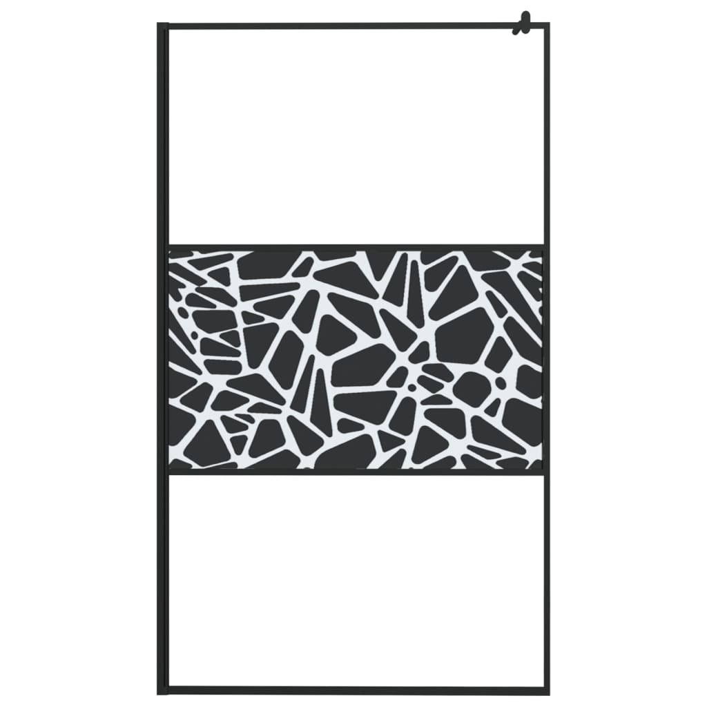 vidaXL Walk-in Shower Wall with Shelf Black 115x195 cm ESG Glass&Aluminium