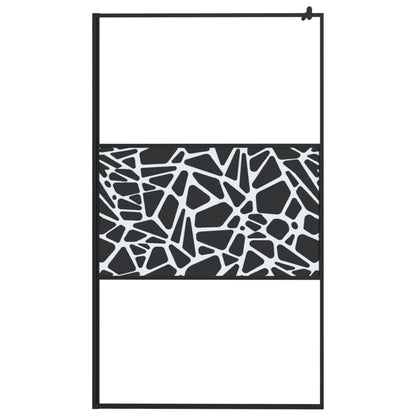 vidaXL Walk-in Shower Wall with Shelf Black 115x195 cm ESG Glass&Aluminium