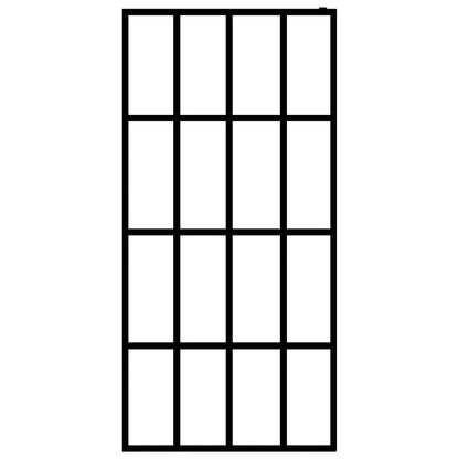 vidaXL Walk-in Shower Wall with Shelf Black 118x190 cm ESG Glass&Aluminium