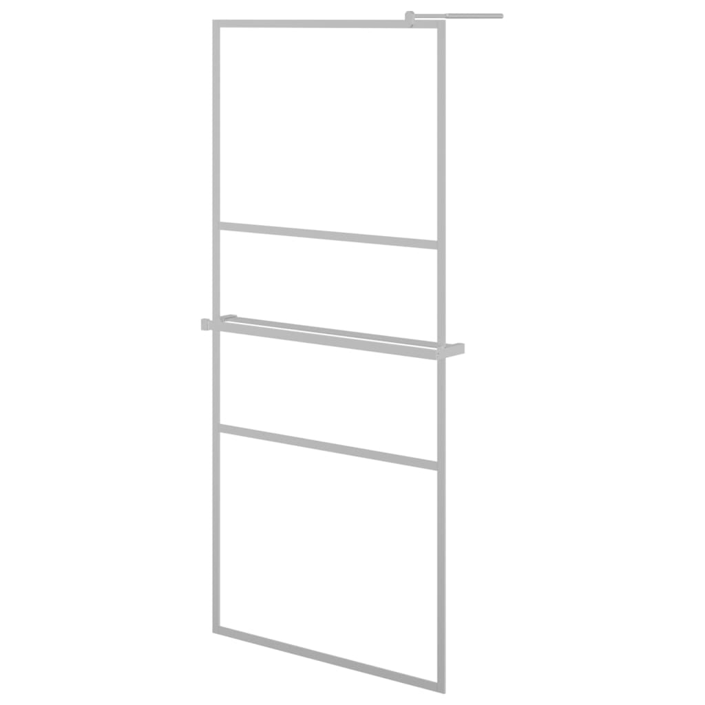 vidaXL Walk-in Shower Wall with Shelf Chrome 90x195 cm ESG Glass&Aluminium