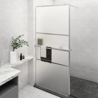 vidaXL Walk-in Shower Wall with Shelf Chrome 90x195 cm ESG Glass&Aluminium