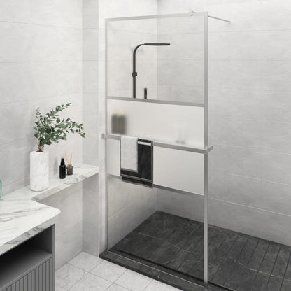 vidaXL Walk-in Shower Wall with Shelf Chrome 100x195 cm ESG Glass&Aluminium