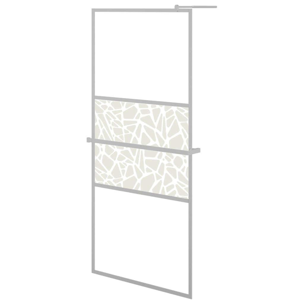 vidaXL Walk-in Shower Wall with Shelf Chrome 100x195 cm