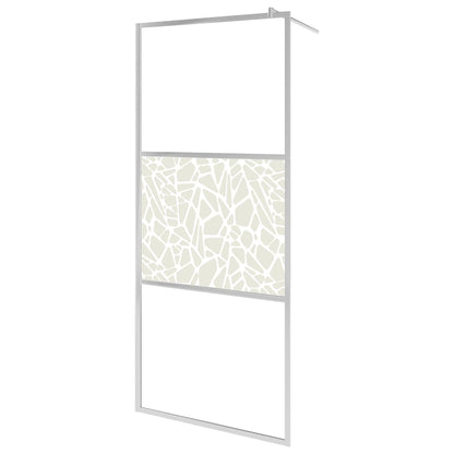 vidaXL Walk-in Shower Wall with Shelf Chrome 100x195 cm