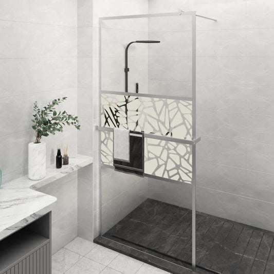 vidaXL Walk-in Shower Wall with Shelf Chrome 100x195 cm