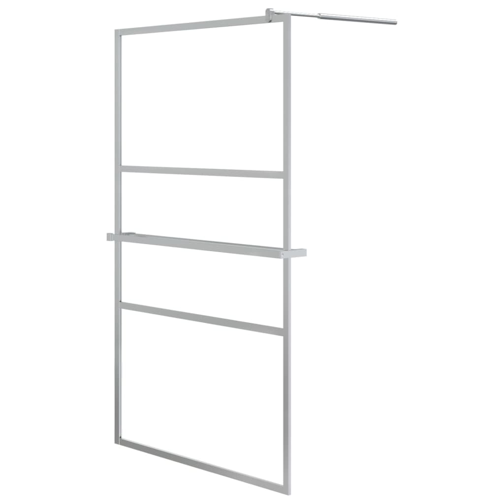 vidaXL Walk-in Shower Wall with Shelf Chrome 115x195 cm