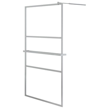 vidaXL Walk-in Shower Wall with Shelf Chrome 115x195 cm