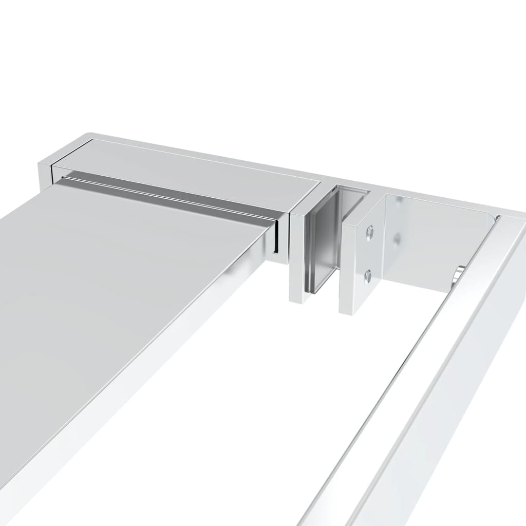 vidaXL Walk-in Shower Wall with Shelf Chrome 115x195 cm