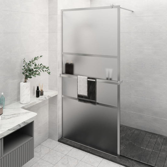 vidaXL Walk-in Shower Wall with Shelf Chrome 115x195 cm