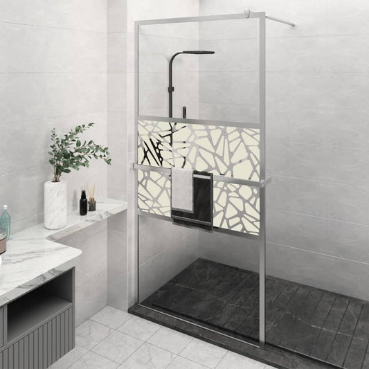 vidaXL Walk-in Shower Wall with Shelf Chrome 115x195 cm ESG Glass&Aluminium