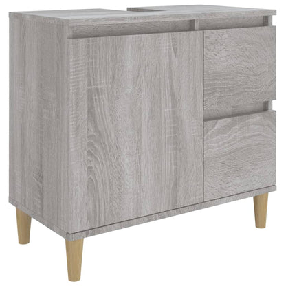 vidaXL 3 Piece Bathroom Cabinet Set Grey Sonoma Engineered Wood