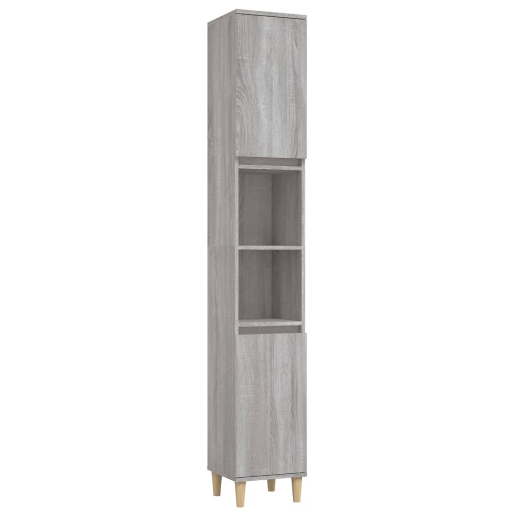 vidaXL 3 Piece Bathroom Cabinet Set Grey Sonoma Engineered Wood
