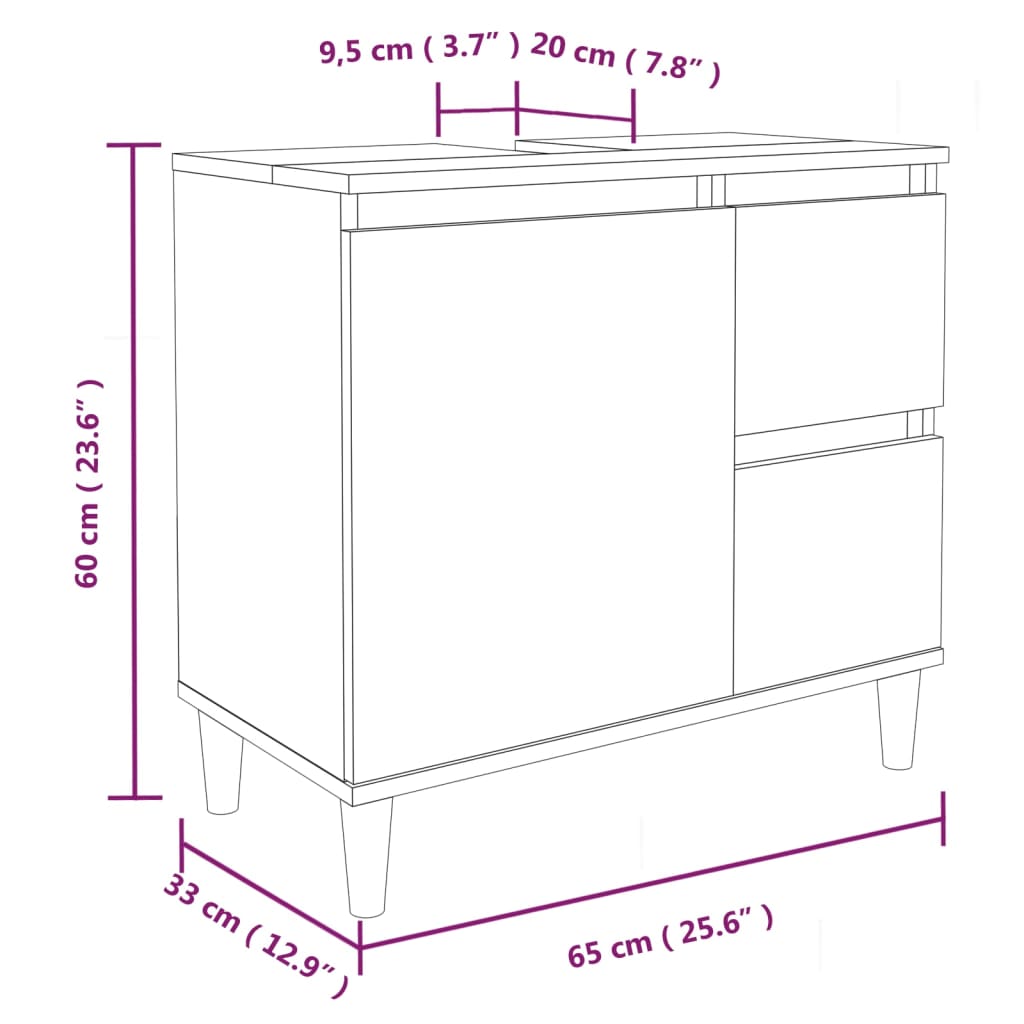 vidaXL 3 Piece Bathroom Cabinet Set Grey Sonoma Engineered Wood
