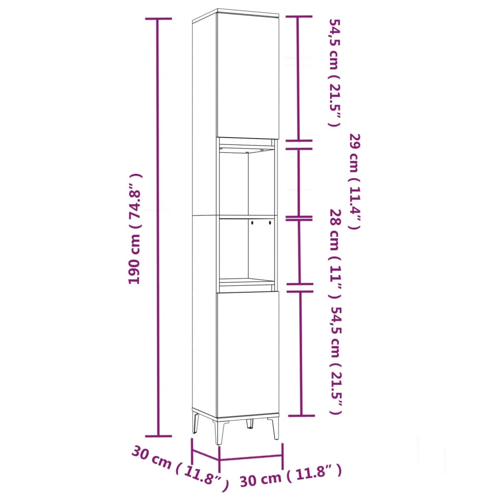 vidaXL 3 Piece Bathroom Cabinet Set Smoked Oak Engineered Wood