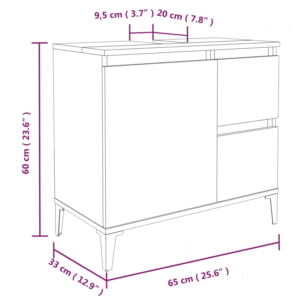 vidaXL 3 Piece Bathroom Cabinet Set Grey Sonoma Engineered Wood